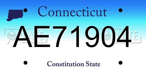 AE71904 Connecticut License Plate
