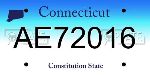 AE72016 Connecticut License Plate