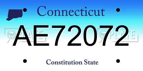 AE72072 Connecticut License Plate