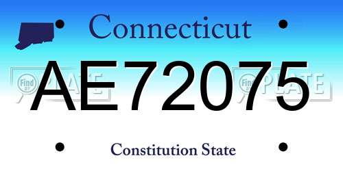 AE72075 Connecticut License Plate