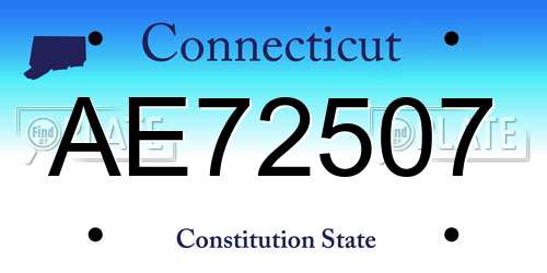 AE72507 Connecticut License Plate