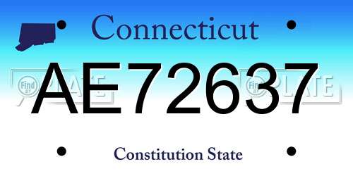AE72637 Connecticut License Plate