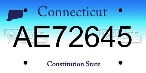 AE72645 Connecticut License Plate