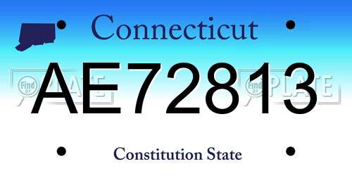 AE72813 Connecticut License Plate