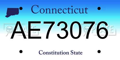 AE73076 Connecticut License Plate