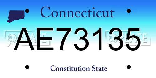 AE73135 Connecticut License Plate