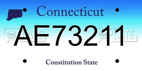 AE73211 Connecticut License Plate
