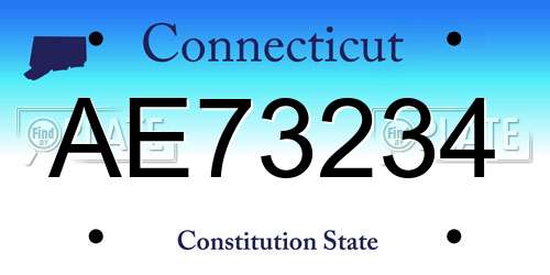 AE73234 Connecticut License Plate