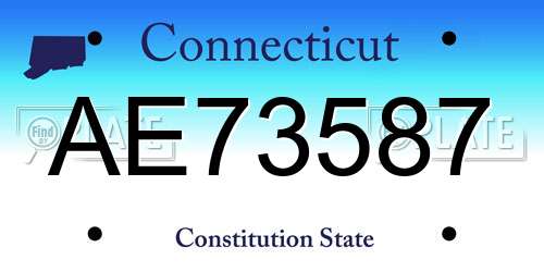 AE73587 Connecticut License Plate