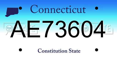 AE73604 Connecticut License Plate