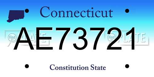 AE73721 Connecticut License Plate