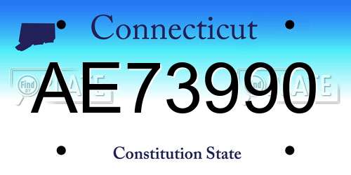 AE73990 Connecticut License Plate