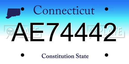 AE74442 Connecticut License Plate