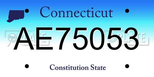 AE75053 Connecticut License Plate
