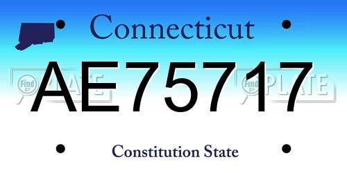 AE75717 Connecticut License Plate