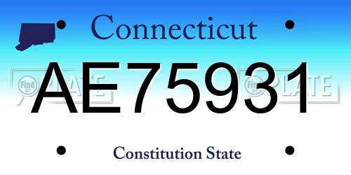 AE75931 Connecticut License Plate
