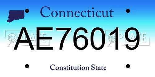 AE76019 Connecticut License Plate