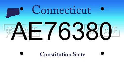 AE76380 Connecticut License Plate