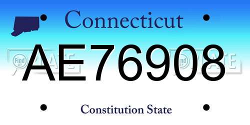 AE76908 Connecticut License Plate
