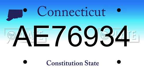 AE76934 Connecticut License Plate