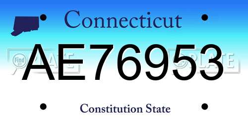 AE76953 Connecticut License Plate