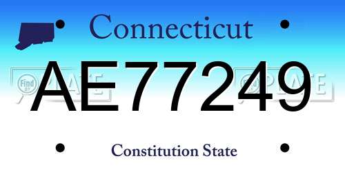 AE77249 Connecticut License Plate