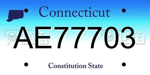 AE77703 Connecticut License Plate