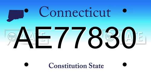 AE77830 Connecticut License Plate