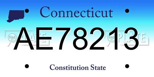 AE78213 Connecticut License Plate