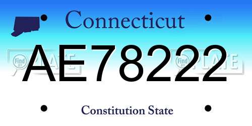 AE78222 Connecticut License Plate