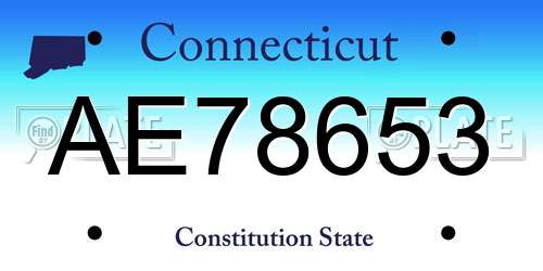 AE78653 Connecticut License Plate