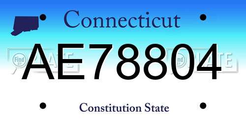 AE78804 Connecticut License Plate