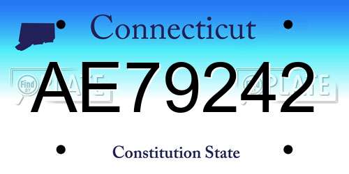 AE79242 Connecticut License Plate