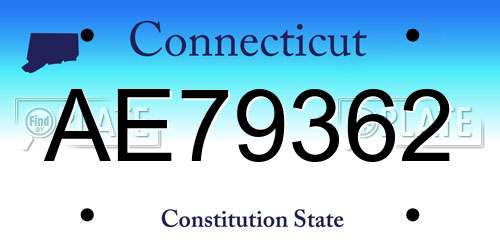 AE79362 Connecticut License Plate