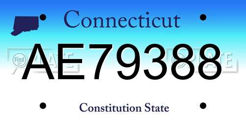 AE79388 Connecticut License Plate