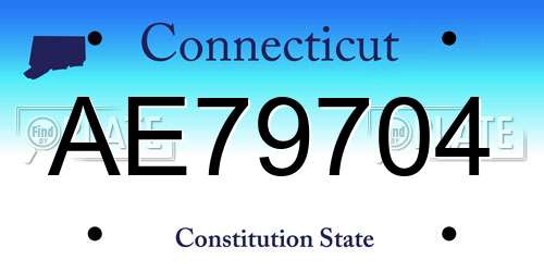 AE79704 Connecticut License Plate