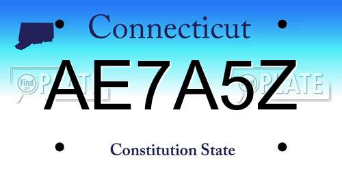 AE7A5Z Connecticut License Plate