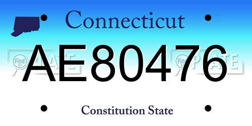 AE80476 Connecticut License Plate