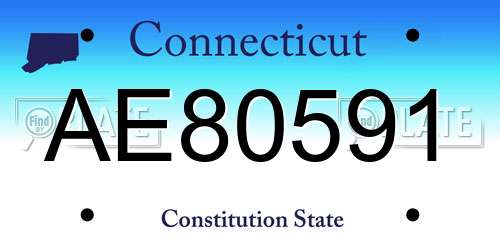 AE80591 Connecticut License Plate