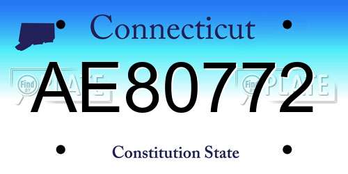 AE80772 Connecticut License Plate