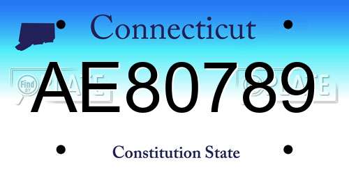 AE80789 Connecticut License Plate