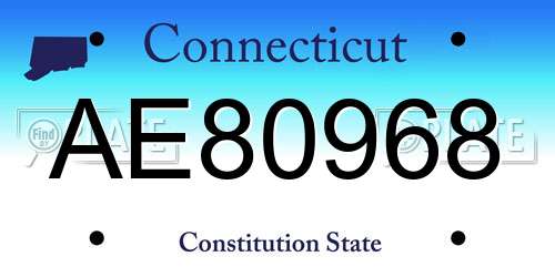 AE80968 Connecticut License Plate