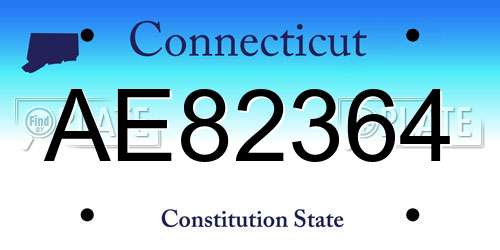 AE82364 Connecticut License Plate