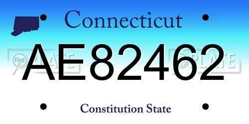 AE82462 Connecticut License Plate