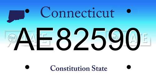AE82590 Connecticut License Plate