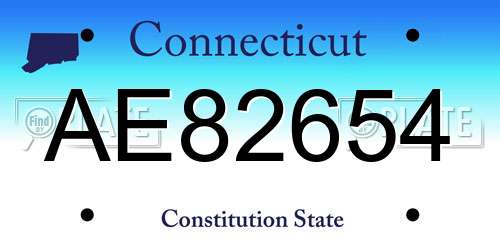 AE82654 Connecticut License Plate