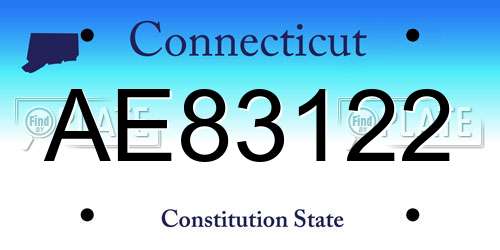 AE83122 Connecticut License Plate