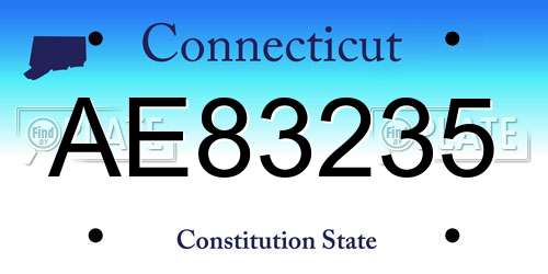 AE83235 Connecticut License Plate