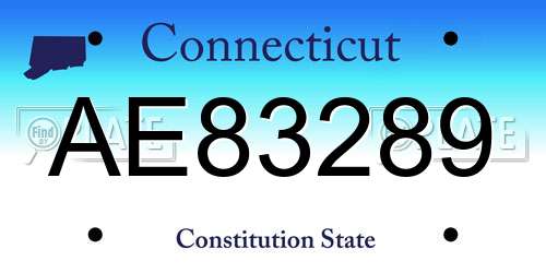 AE83289 Connecticut License Plate