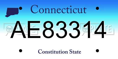 AE83314 Connecticut License Plate
